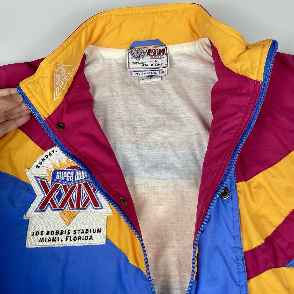Rare vintage 1995 Apex Proline Super Bowl XXlX NFL jacket Small 49ers Vs Charger - Picture 9 of 15